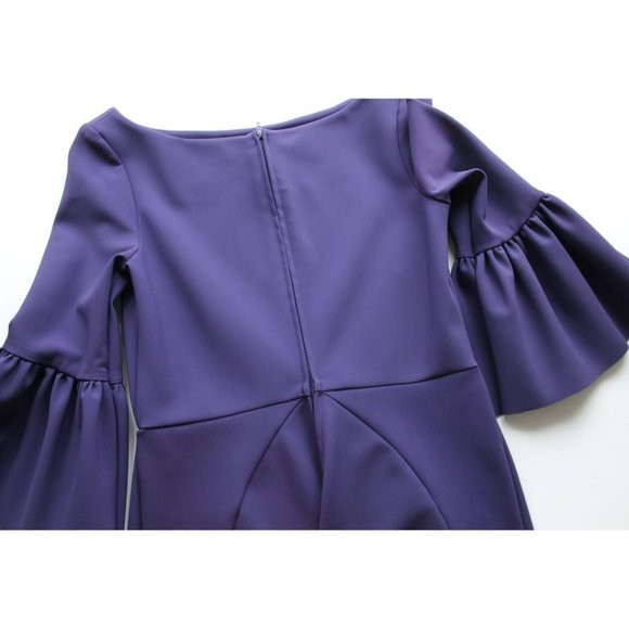 Greta Constantine Nosan Dress Purple Bell Sleeves Size Small - Picture 5 of 8